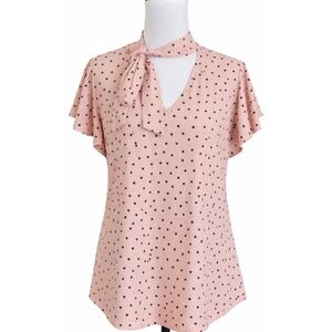 Adrianna Papell Blush Polka Dot Blouse
